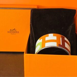 Hermès Vintage Capitales Extra Wide Bangle with Cert of Authenticity, Box & More